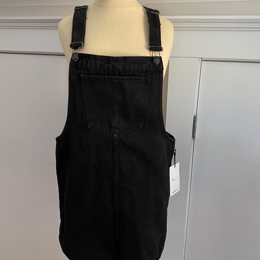 Forever 21 black denim overall dress